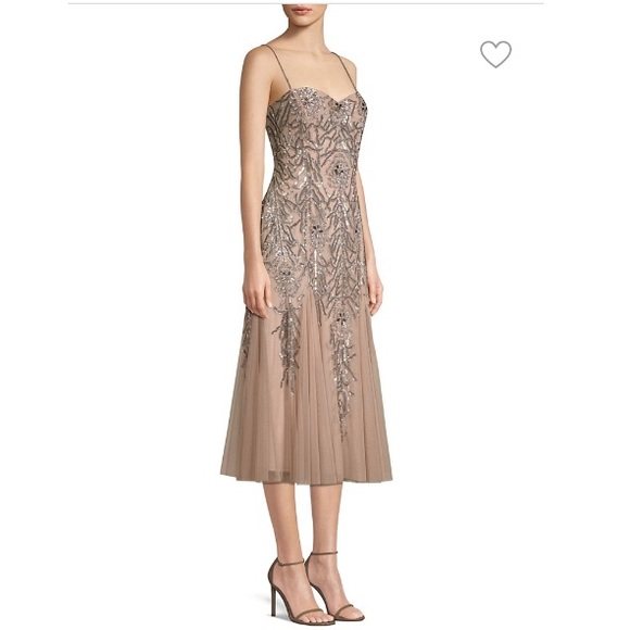 Aidan Mattox sequined spaghetti strap column dress - Picture 3 of 6